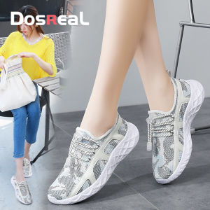 Dosreal giày đen Giày thể thao nữ phong cách Hàn Quốc lưới thoáng khí trượt trên giày cao su phụ nữ bán 2023 cỡ lớn 35-42 Giày chạy bộ cho các trường học