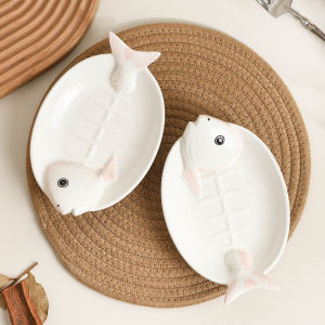 Bộ Đĩa Sứ Cá Sushi Kiểu Nhật Bản Bằng Gốm Sứ Dài Dùng Tại Nhà Hàng Bộ Đồ Ăn Bằng Sứ Thiết Bị Nhà Bếp Đĩa Hình Cá 8 Inch