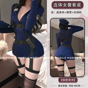Princess Peach Adult Lady like Woman Style Female Police Stewardess Uniform Blue One-Piece Female Instructor Strap Cosplay Plus Size Chubby Girl