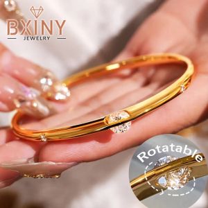 BXINY Planet Solitaire Bangles 100% 925 Sterling Silver High Carbon Diamond Cuff Bracelet for Women Engagement Gift Fine Jewelry