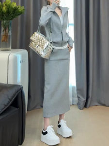 Fashionable Anti-Aging Set Womens Spring Autumn New Hoodie Sweatshirt Jacket High Waist Mini Skirt Two-Piece Ensemble
