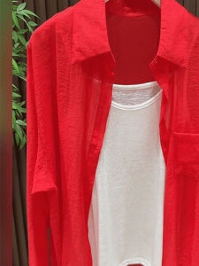 Áo Sơ Mi Cổ Polo Tay Dài Mùa Hè 2025 Mới Cho Nữ Áo Khoác Cardigan Rộng Rãi Mỏng Chống Nắng Thời Trang Đa Năng Chất Liệu Polyester