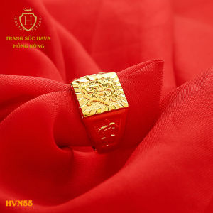 Nhẫn Nam Mặt Chữ Phúc Phát Tài (FREE SIZE) Titan Xi Mạ Vàng Non 24k - Trang Sức Hava Hong Kong