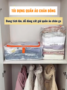 Túi đựng quần áo chăn ga trong suốt bản nâng cấp chất liệu dày dặn chống bụi bẩn chống thấm nước gấp gọn F13