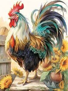 HUACAN Diamond Mosaic Animal Cross Stitch Chicken Full Square Round Painting Picture Rhinestones Embroidery Handmade Hobby