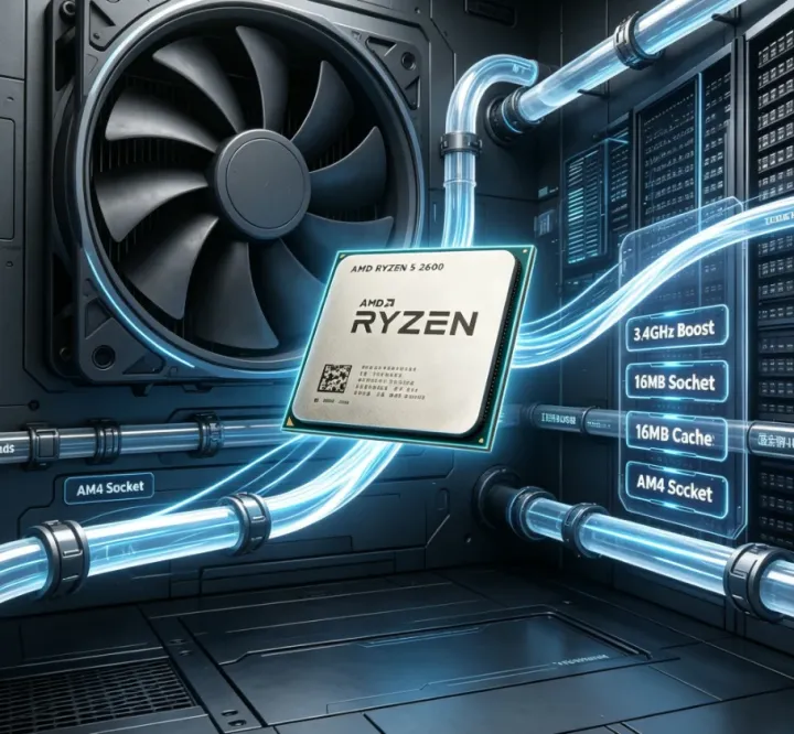 AMD | Content Creator Budget Chip AMD Ryzen 5 2600 AM4 Processor 12MB Cache 6C12T Photo Video Editing DIY Desktop CPU Without Cooler