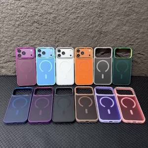 Plating Lens Frame Matte Texture Phone Case For iPhone 18 17 Air 16 15 14 Plus 13 12 11 Pro Max For MagSafe shockproof Cover