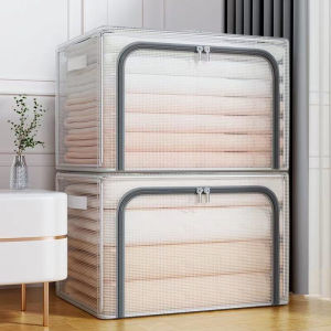 kotak penyimpanan storage box 66L/110Lbox baju multifungsi Lipat Transparant Double Zipper Large Box