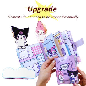 DIY Quiet Book Kuromi Melody Sanrio Toca Boca Laminated Dolls Homemade Book with Velcro Tape