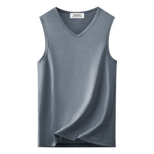 Miiow | Ice Silk Mesh Round Neck Mens Sleeveless Vest V-neck Summer Shoulder Pad Breathable Quick Dry No Sleeve Sweat Shirt