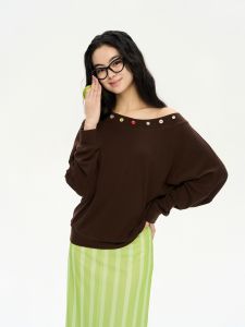 เสื้อยืดแขนยาว Heris Dopaamine Sugar Bean Button ทรงหลวม สไตล์ลำลอง ปกโปโล คอตั้ง แขนยาว ปกโปโล