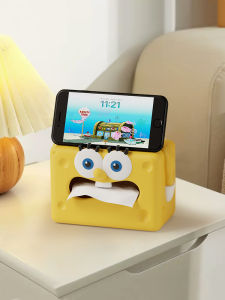 High-End Sponge Bob Cream Style Tissue Box Holder Living Room Coffee Table Decorative Accessories Creative Home Use Resin Material