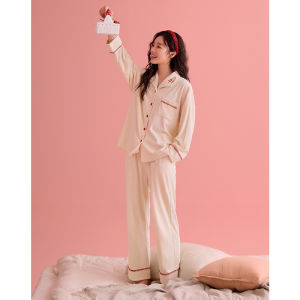 Soft Cotton Sweet Style Long Sleeve Pants Loungewear Set