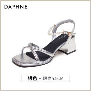 Daphne 2025 Spring Summer Silver High Heel Womens Sandals Outdoor Chunky Heel Skirt French Style Elegant High Heels Fashion Sandals