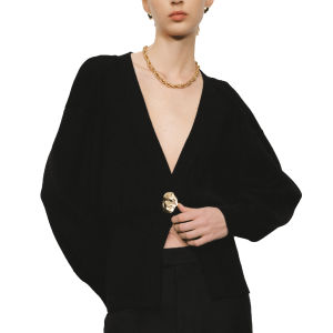 URBAN REVIVO Women Knitted Cardigans Long Sleeve V-Neck Lightweight Sweater One Leaf Button Down Outwear