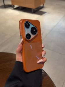Matt Finished Electroplated Phone Case Orange Magnetically Compatible Anti-Fall