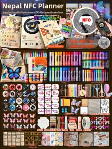 Vintage Travel Kit With Pen Dry Flowers Collage Template And Black Vinyl Album Materials Package