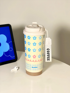 Cốc Cà Phê Cách Nhiệt Bằng Thép Không Gỉ Có Ống Hút Cốc Nước Di Động Cho Phụ Nữ Cốc Đựng Cà Phê Đi Chơi Đẹp Mắt