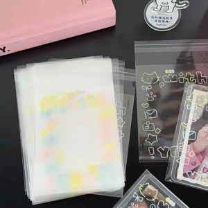 FH-C1365 50PCS Plastik OPP Bungkus Sleeve Cover Kartu Photocard 50 Lembar Plastik Motif Warna Warni