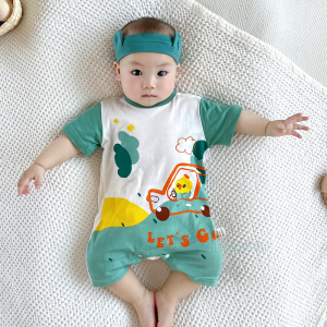 Newborn Baby Romper Summer Thin Short Sleeve Outfit Boys Fresh Style Cotton Clothes for 0-18 Months Old Babies Clothing