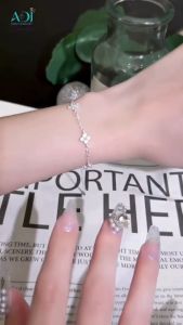 Lắc Tay Trang Sức Bạc 925 ADJ Đính Đá Cz Cao Cấp Sang Trọng Dây Mảnh Ngôi Sao 4 Cánh May Mắn SLT10884AD