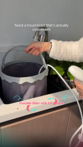 【WATER&PAPER SAVING 】Portable Bidet With 15L Collapsible Bucket for Travel Camping & Home 2 Pressure Modes Rechargeable Bidet for Women& Men Personal Cleaning Toilet Sprayer Xmas Thanksgiving New Years Gift For Family & Friends