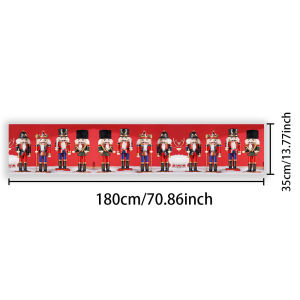 Christmas Nutcracker Table Runner Red Festive Dining Table Decoration Holiday Home Party Ornament for Xmas Banquet Table Decor