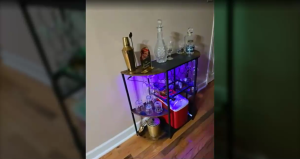 Wine Rack Bar with LED Light Bar Cabinet with Glass Holder Freestanding Liquor Storage Shelf Multi-tiered Wine Bottle Display Rack for Home Kitchen Bar Party