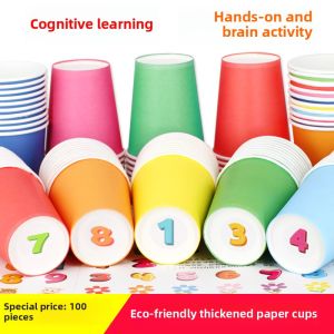 Colorful DIY Handmade Thickened Disposable Paper Cups for Children Kindergarten Early Education Mixed Assorted Pure Color