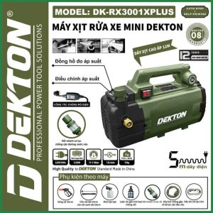 Máy rửa xe Dekton DK-RX3001XPLUS chỉnh áp có CB chống giật công suất 1350Wmáy bơm nước màu olive