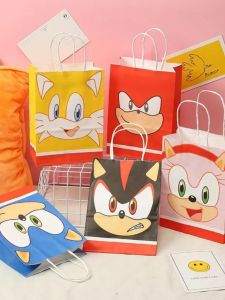 Sonic the Hedgehog Cartoon Anime Theme Gift Bag Kraft Paper Bag Student Prize Robust Handbag Ideal for Wedding Decoration