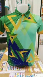 เสื้อโปโลพิมพ์ลาย4 ลายซับลิเมชั่น สีเขียว