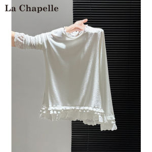 La Chapelle | Slimming Flattering Sweet Base T-Shirt White Ruffled Lace