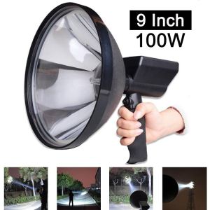 5/7/9 inch 100W Car work light Outdoor Handheld flashlight rechargeable heavyduty original emergency light Waterproof searchlight for fishing Motorcycle black Camping Lamps Night light torch light powerful big flashlight super bright strong work light