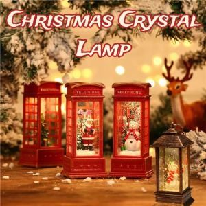 Christmas Crystal Lamp Phone Booth With Santa Decorative Christmas Themed Snow Globe Light For ChristmasDecorative