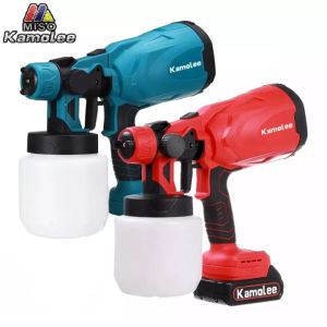 [NEW ARRIVAL! TERLARIS!] Harga terendah online Kamolee Pistol Semprotan Cat Listrik Tanpa Kabel 800W 800ml Kontrol Aliran Otomatis Airbrush Semprotan Mudah dan Regulasi Bersih untuk Furnitur Dinding Pagar Mesin Mobil DIY