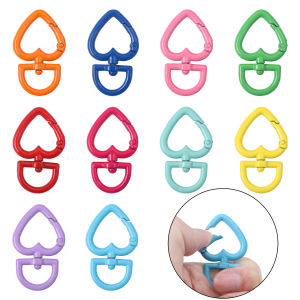 1/5Pcs 27x44mm Candy Color Spring Buckle Love Heart Keychain Lobster Clasp DIY Keyring Dog Chains Buckle Jewelry Making Accessories