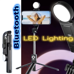 Tripod camera pole with LED lighting assistance selfie stick selfie stick Bluetooth remote control button