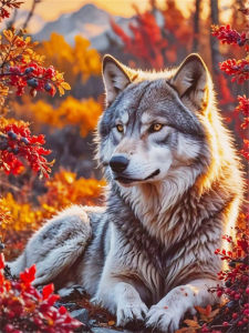 HUACAN Diamond Mosaic Wolf Animal Tree Diamond Painting Mountain Forest Arts And Crafts Home Bedroom Wall Artwork Handmade