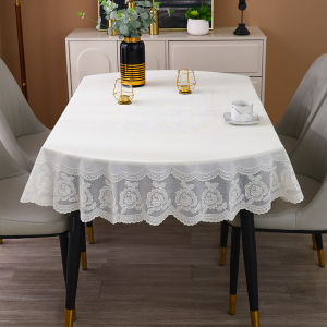 Tablecloth 2023 New Arrival Washable Oil-Proof Waterproof Long Oval Table Cloth PVC Lace Tablecloth For Home Fancy