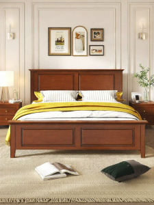 Elegant Modern Solid Wood Bed 1.2m