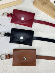 Envelope Style Belted Mini Purse Womens Simple Accessory for Dresses Unique Design Thin Belt Retro Single Shoulder Bag