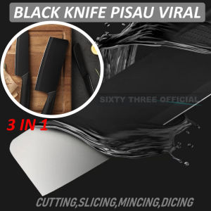 3 in 1 Black Knife Set Super Sharp Fruit Knife Chef Knife Bread Knife Pisau Tajam Hitam Bold Modern Design