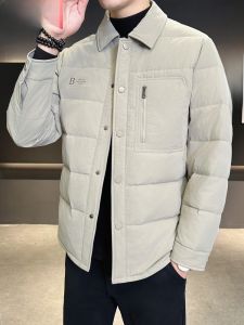 HENGYUANXIANG | Hengyuanxiang Lightweight Puffer Jacket Mens Winter Business Casual High End Shirt Collar Outerwear Fashion Urban Style