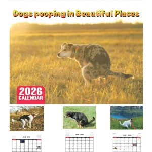 2026 Pooping Dog Calendar-Year Monthly Planner & Agenda Schedule Organizer Wall Calendar Funny Party Gag Gifts for Friends 1Pc