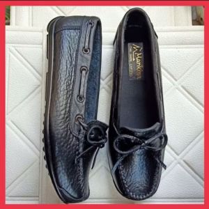 RIBBON MOCHA Marikina Made Genuine Leather Shoes for Women Topsiders Loafers