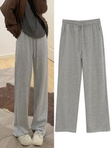 สีเทาเข้ม สูง เอว สลิมฟิต ลำลอง กางเกงวอร์ม สําหรับผู้หญิงกีฬาขาตรง กางเกง ฤดูใบไม้ผลิ ฤดูใบไม้ร่วง สไตล์ใหม่ขนาดเล็ก พรางหุ่น