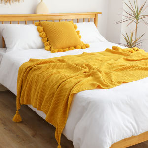 Nordic Retro Large Tassel Blanket Dormitory Bed Flag Sofa Blanket Nap Blanket White Couch Cover Blanket Afternoon Sleep Blanket