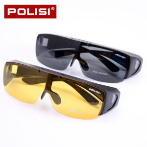 Polisi Polarized Sunglasses for Men Night Vision Driving Glasses Myopia Cover Lens Resin Material Half Frame Fashionable Sporty