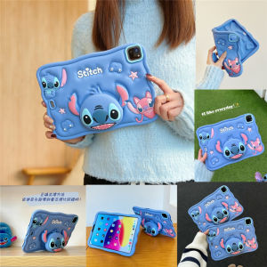 For Apple iPad Pro Air 11 M2 M4 10th 9th 8th 7th 6th 5th Air Pro 3rd 4th 10.9" 10.2" 9.7" 10.5" 11.0" Mini 7.9" 8.3" Kids Tablet Cute Stitch Silicone Contraction Bracket Case Cover